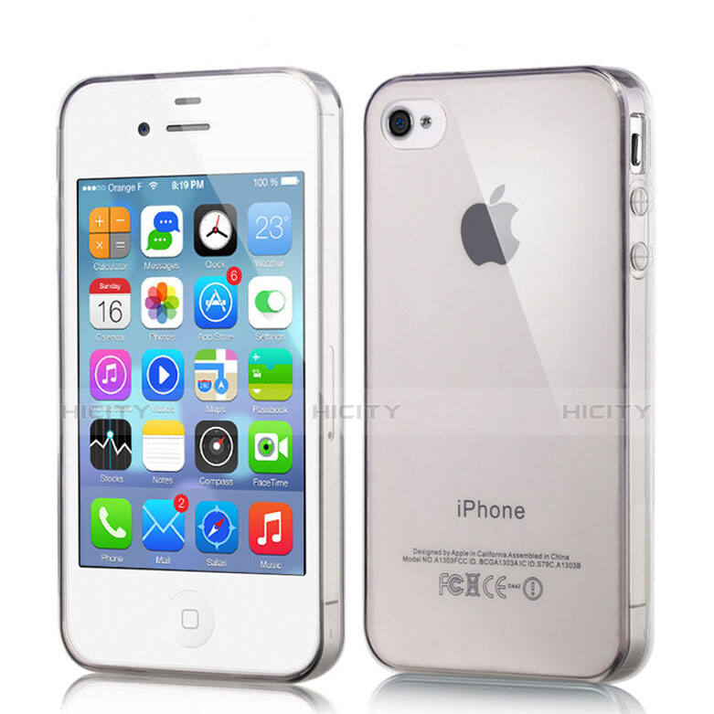 Funda Gel Ultrafina Transparente para Apple iPhone 4S Gris