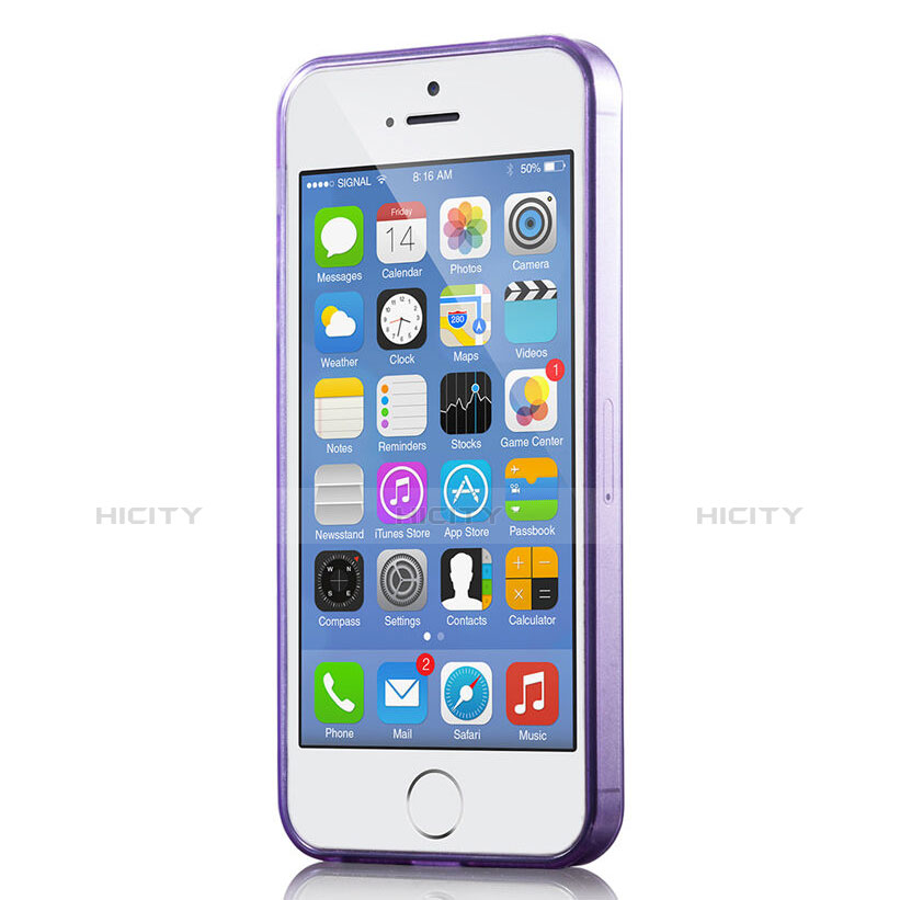 Funda Gel Ultrafina Transparente para Apple iPhone SE Morado