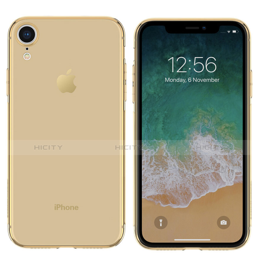 Funda Gel Ultrafina Transparente para Apple iPhone XR Oro