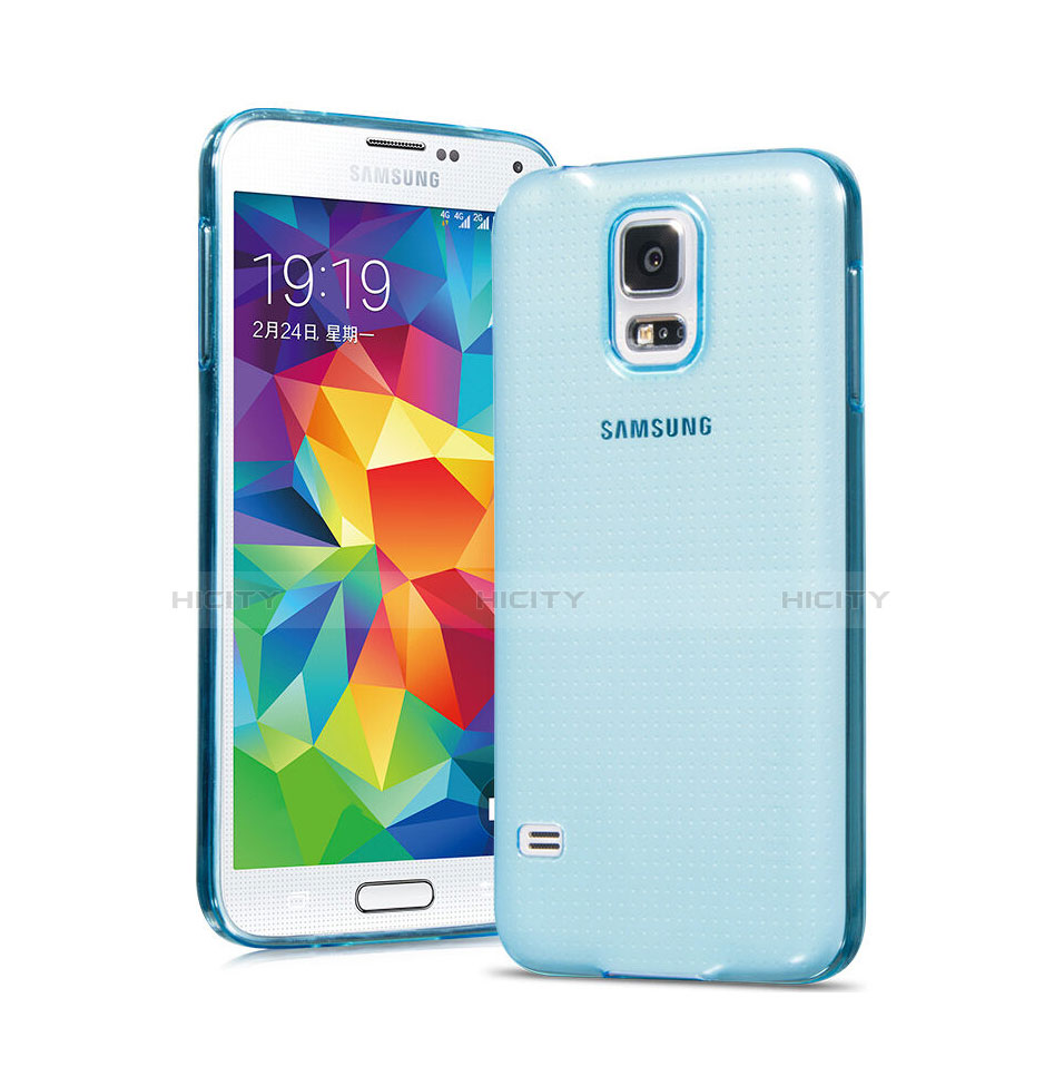 Funda Gel Ultrafina Transparente para Samsung Galaxy S5 G900F G903F Azul