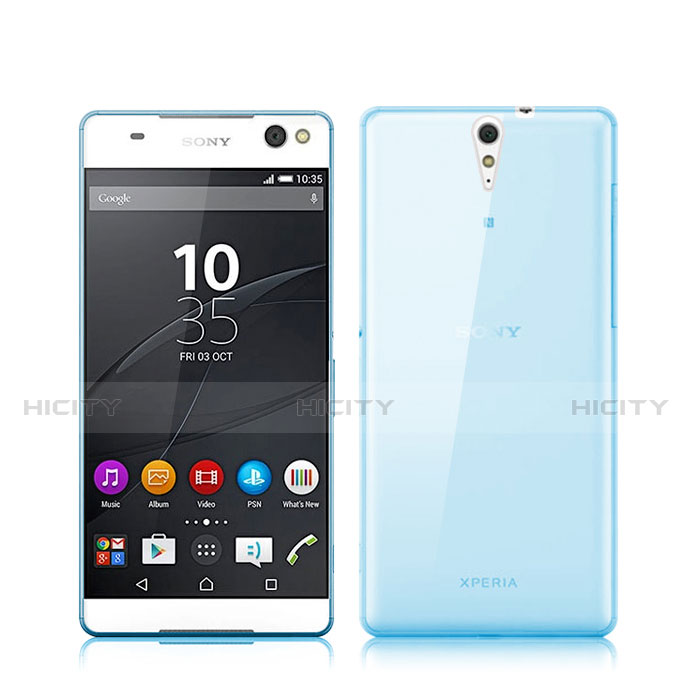 Funda Gel Ultrafina Transparente para Sony Xperia C5 Ultra Azul