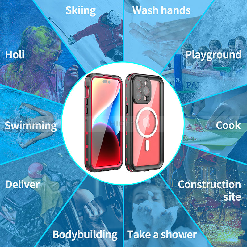 Funda Impermeable Bumper Silicona y Plastico Waterproof Carcasa 360 Grados con Mag-Safe Magnetic HJ1 para Apple iPhone 14 Pro