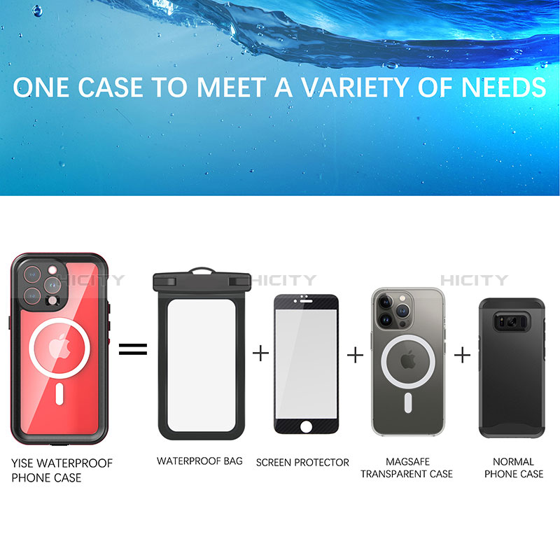 Funda Impermeable Bumper Silicona y Plastico Waterproof Carcasa 360 Grados con Mag-Safe Magnetic HJ1 para Apple iPhone 15 Pro