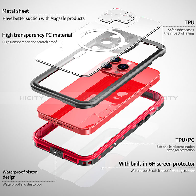 Funda Impermeable Bumper Silicona y Plastico Waterproof Carcasa 360 Grados con Mag-Safe Magnetic HJ1 para Apple iPhone 15 Pro