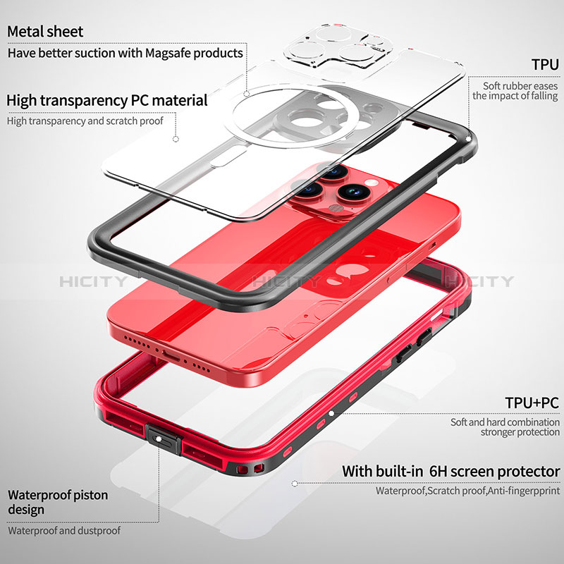 Funda Impermeable Bumper Silicona y Plastico Waterproof Carcasa 360 Grados con Mag-Safe Magnetic HJ1 para Apple iPhone 16 Pro