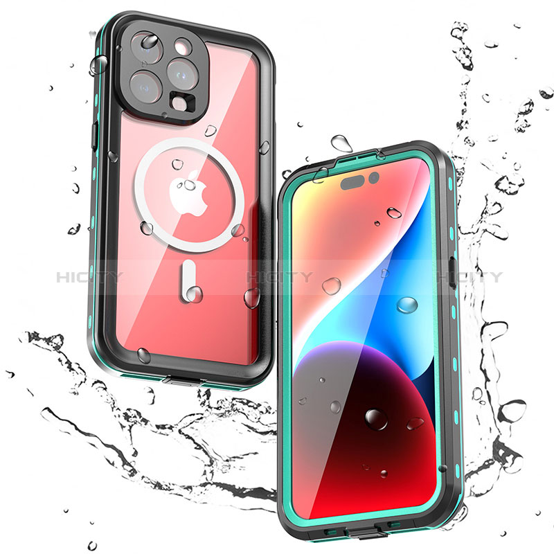 Funda Impermeable Bumper Silicona y Plastico Waterproof Carcasa 360 Grados con Mag-Safe Magnetic para Apple iPhone 13 Pro Verde