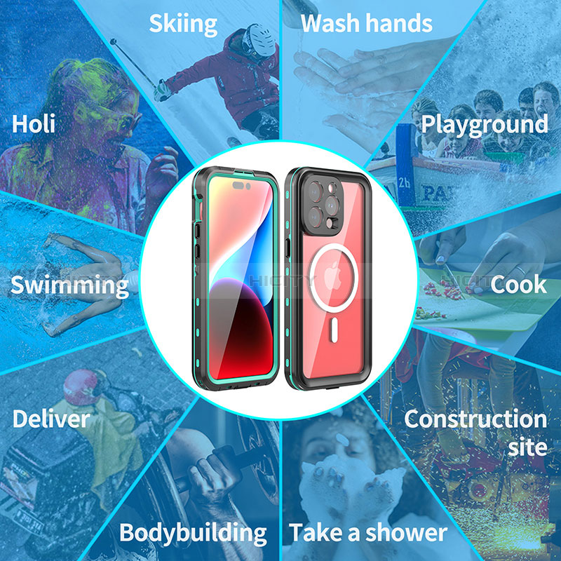 Funda Impermeable Bumper Silicona y Plastico Waterproof Carcasa 360 Grados con Mag-Safe Magnetic para Apple iPhone 14 Pro Max