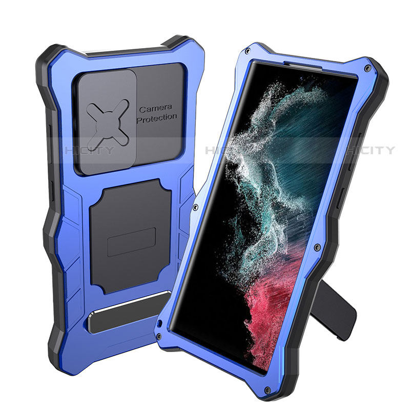 Funda Impermeable Bumper Silicona y Plastico Waterproof Carcasa 360 Grados con Soporte para Samsung Galaxy S22 Ultra 5G