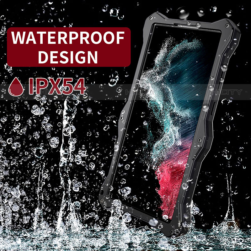 Funda Impermeable Bumper Silicona y Plastico Waterproof Carcasa 360 Grados con Soporte para Samsung Galaxy S22 Ultra 5G