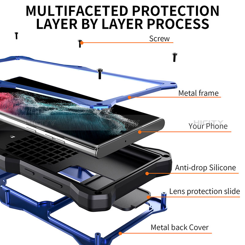 Funda Impermeable Bumper Silicona y Plastico Waterproof Carcasa 360 Grados con Soporte para Samsung Galaxy S24 Ultra 5G