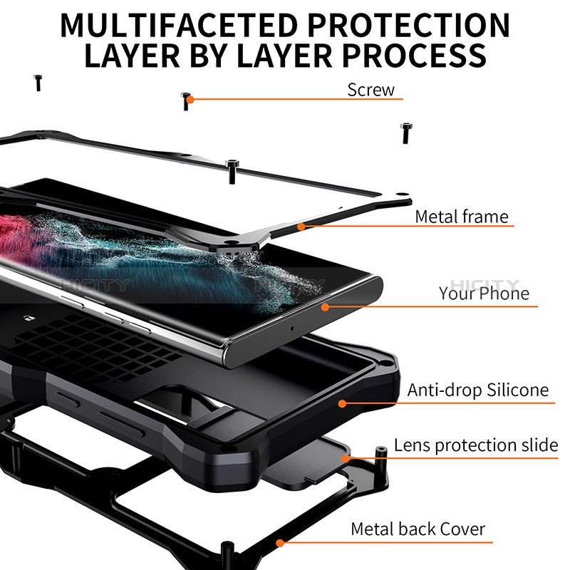 Funda Impermeable Bumper Silicona y Plastico Waterproof Carcasa 360 Grados con Soporte T01 para Samsung Galaxy S24 Ultra 5G