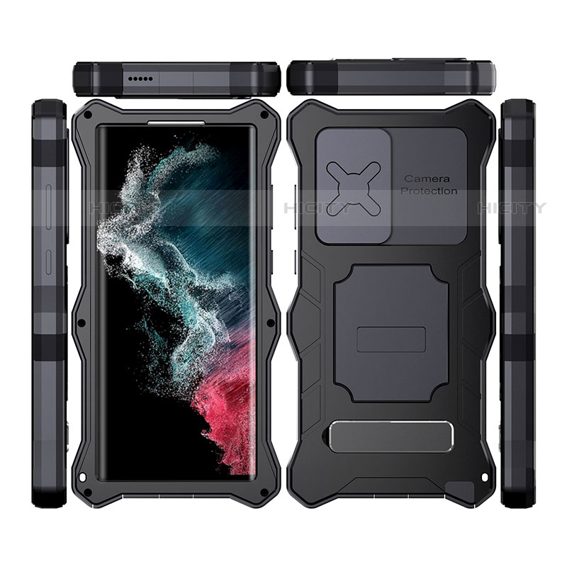 Funda Impermeable Bumper Silicona y Plastico Waterproof Carcasa 360 Grados con Soporte T02 para Samsung Galaxy S21 Ultra 5G