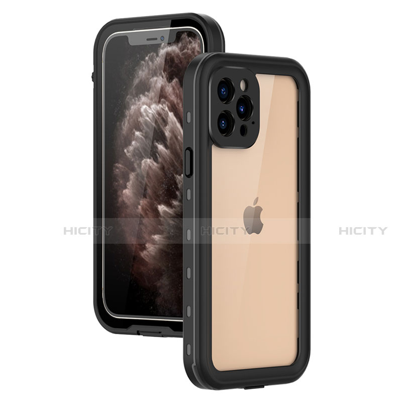 Funda Impermeable Bumper Silicona y Plastico Waterproof Carcasa 360 Grados para Apple iPhone 12 Pro Max Negro