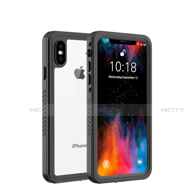 Funda Impermeable Bumper Silicona y Plastico Waterproof Carcasa 360 Grados para Apple iPhone Xs Negro