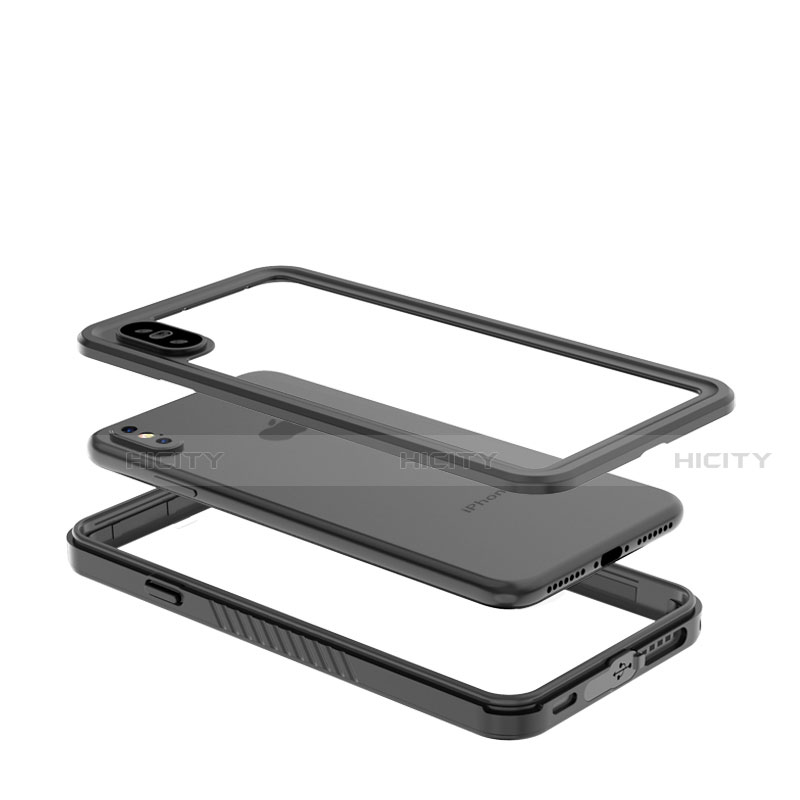 Funda Impermeable Bumper Silicona y Plastico Waterproof Carcasa 360 Grados para Apple iPhone Xs Negro