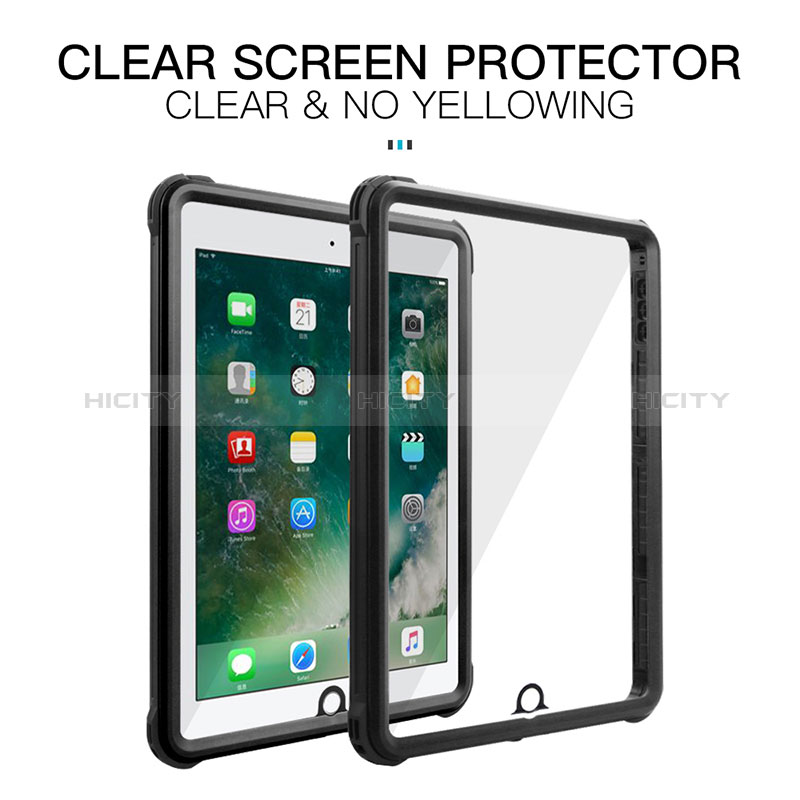 Funda Impermeable Bumper Silicona y Plastico Waterproof Carcasa 360 Grados para Apple New iPad 9.7 (2017) Negro