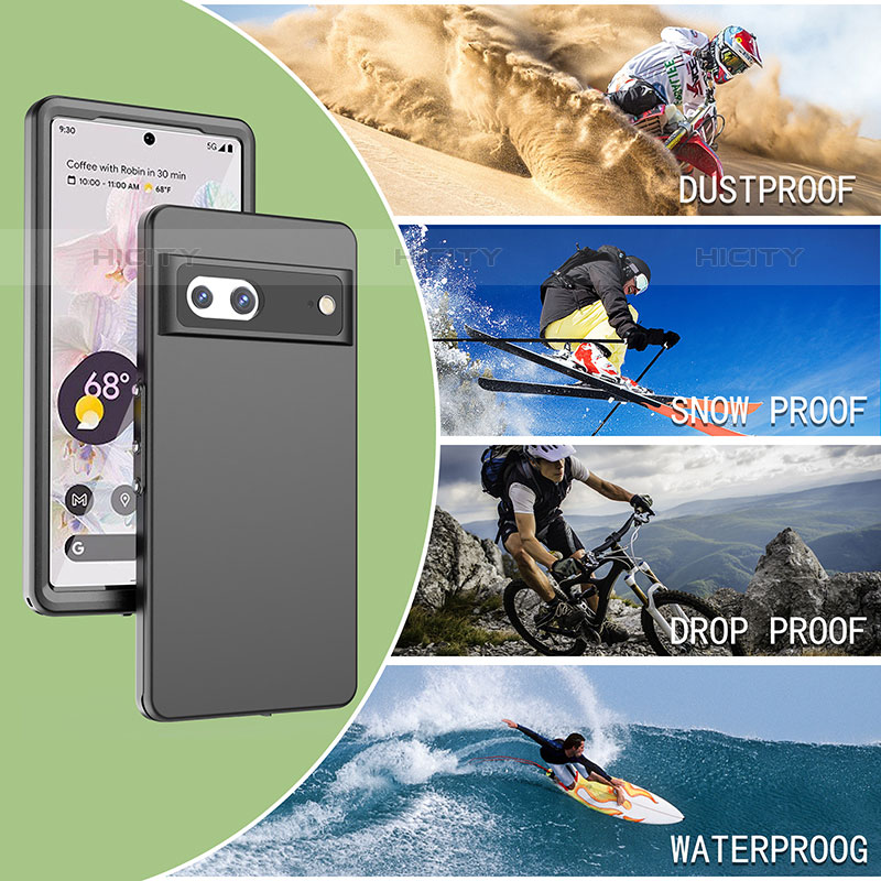 Funda Impermeable Bumper Silicona y Plastico Waterproof Carcasa 360 Grados para Google Pixel 7 5G Negro