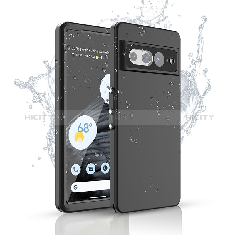 Funda Impermeable Bumper Silicona y Plastico Waterproof Carcasa 360 Grados para Google Pixel 7 Pro 5G Negro