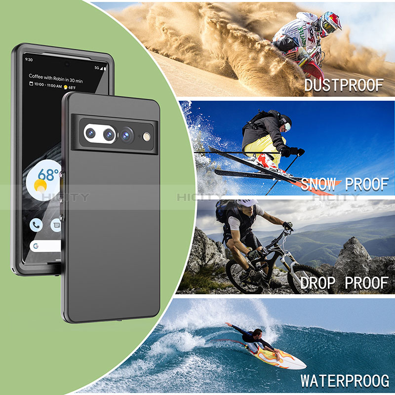 Funda Impermeable Bumper Silicona y Plastico Waterproof Carcasa 360 Grados para Google Pixel 7 Pro 5G Negro