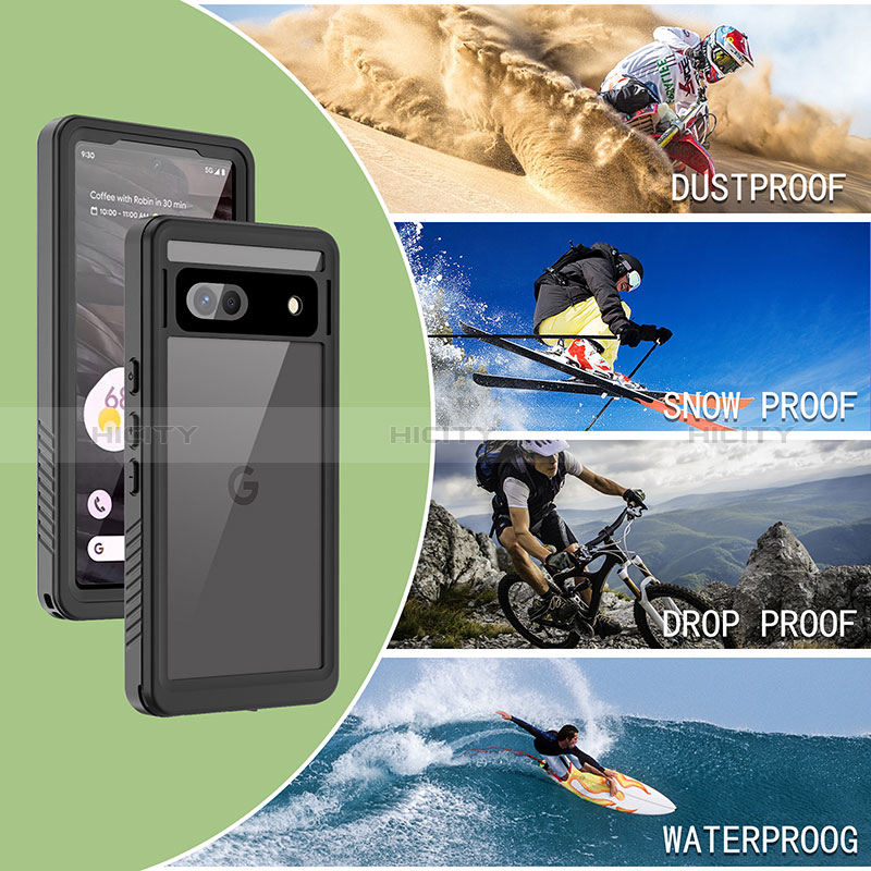 Funda Impermeable Bumper Silicona y Plastico Waterproof Carcasa 360 Grados para Google Pixel 7a 5G Negro