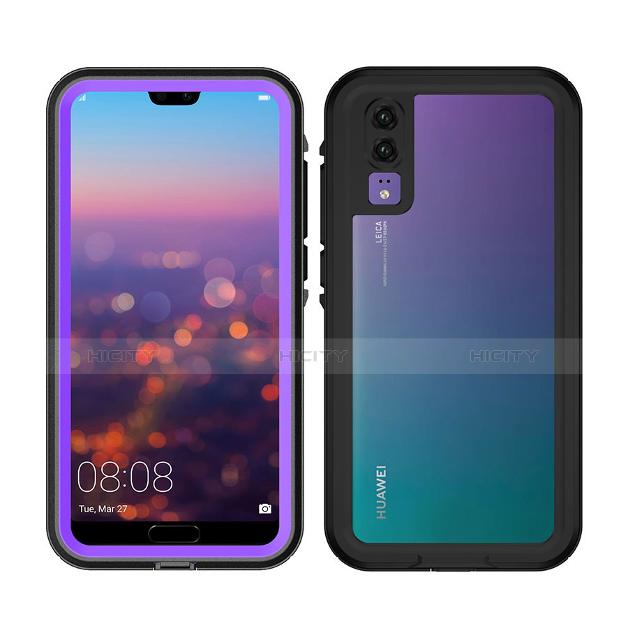 Funda Impermeable Bumper Silicona y Plastico Waterproof Carcasa 360 Grados para Huawei P20 Morado