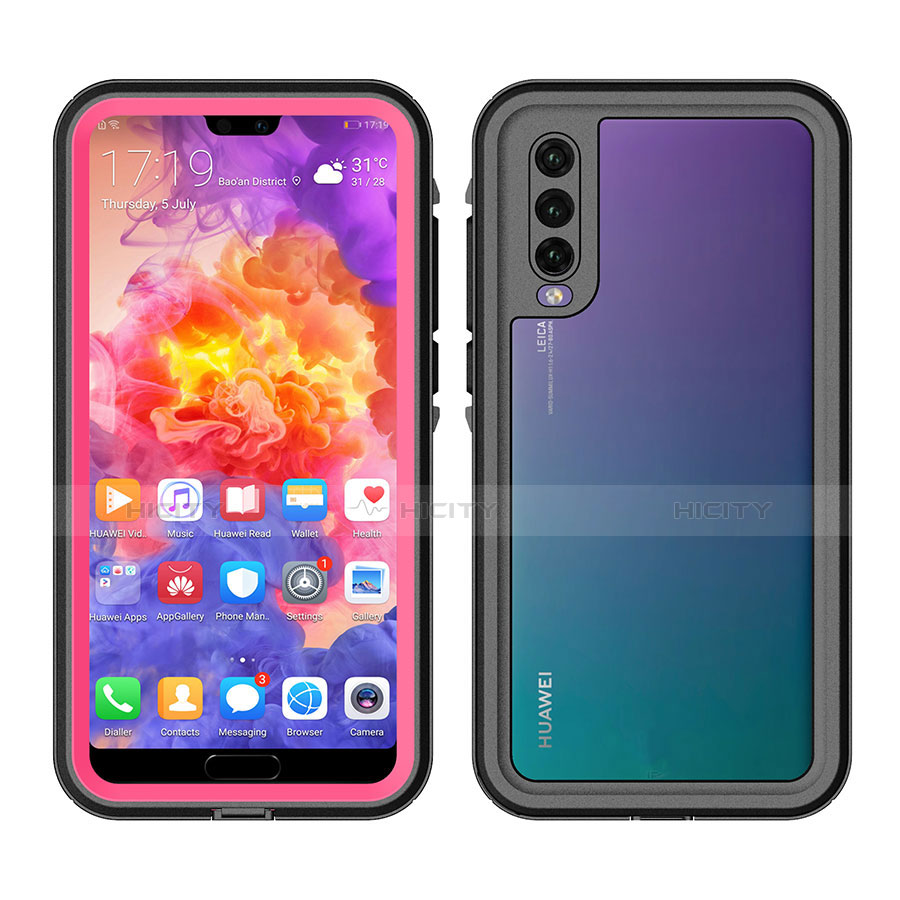 Funda Impermeable Bumper Silicona y Plastico Waterproof Carcasa 360 Grados para Huawei P20 Pro Oro Rosa