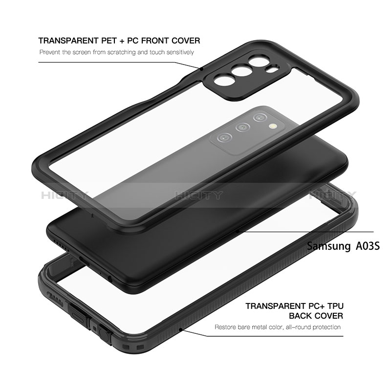 Funda Impermeable Bumper Silicona y Plastico Waterproof Carcasa 360 Grados para Samsung Galaxy A02s Negro