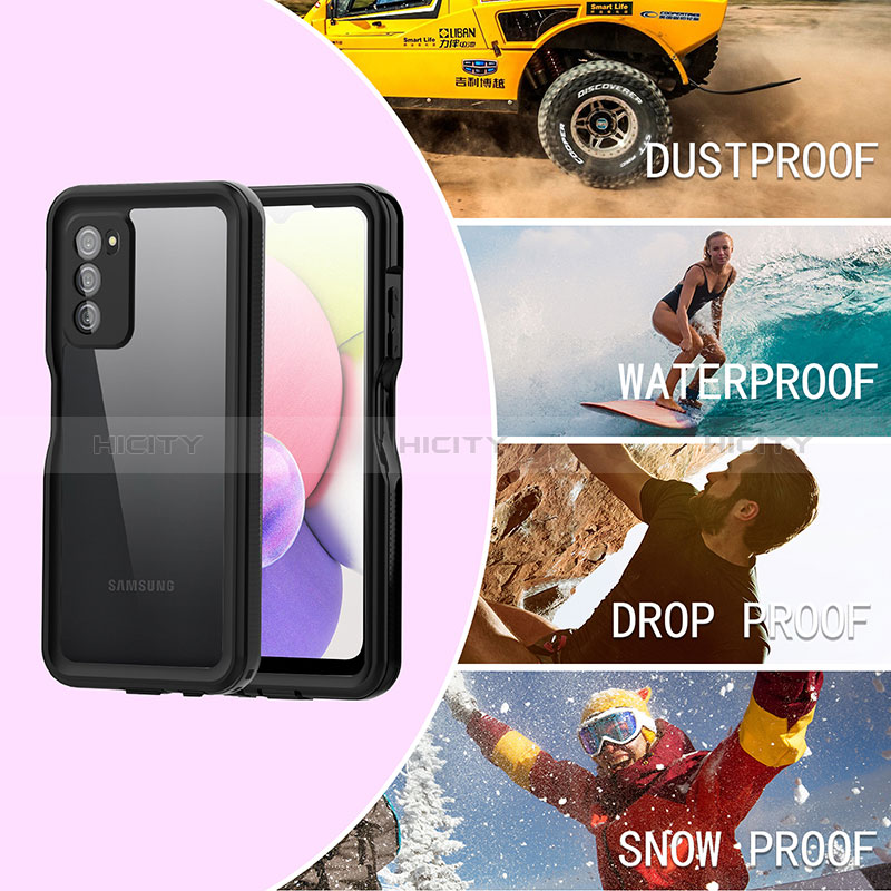 Funda Impermeable Bumper Silicona y Plastico Waterproof Carcasa 360 Grados para Samsung Galaxy A02s Negro