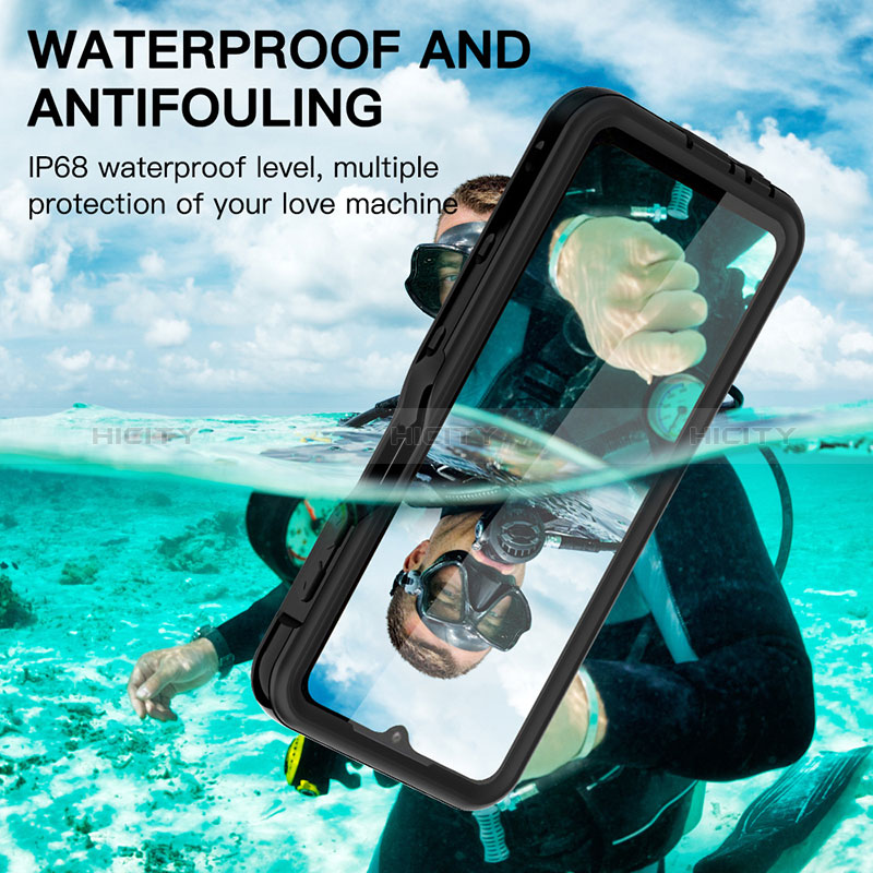 Funda Impermeable Bumper Silicona y Plastico Waterproof Carcasa 360 Grados para Samsung Galaxy A12 Negro