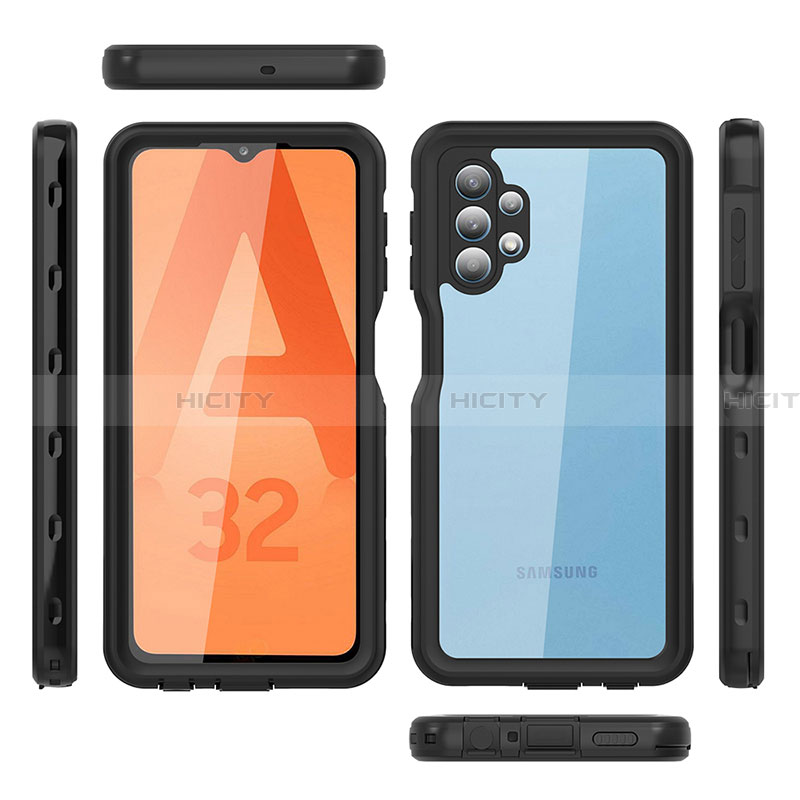 Funda Impermeable Bumper Silicona y Plastico Waterproof Carcasa 360 Grados para Samsung Galaxy A32 4G Negro