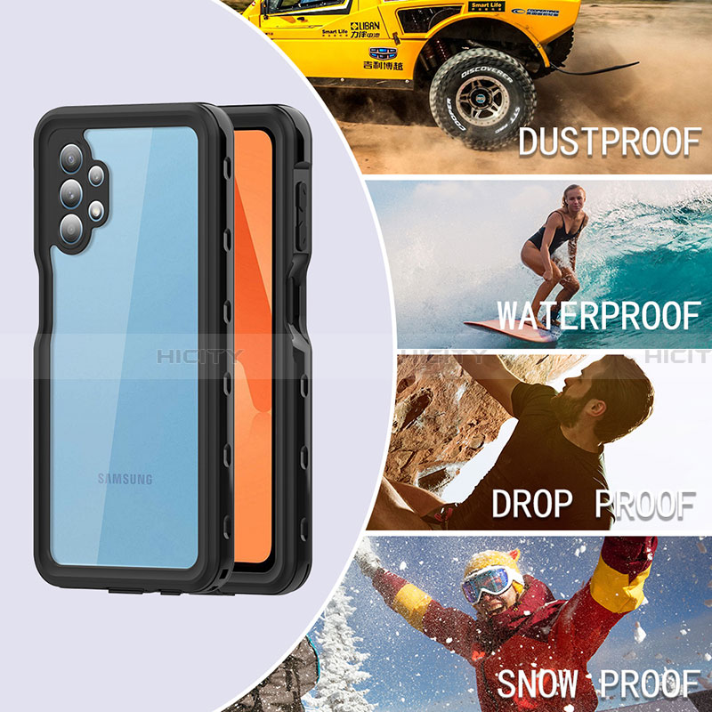 Funda Impermeable Bumper Silicona y Plastico Waterproof Carcasa 360 Grados para Samsung Galaxy A32 4G Negro