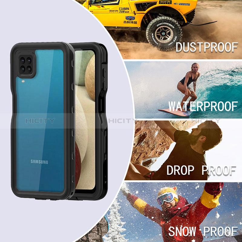 Funda Impermeable Bumper Silicona y Plastico Waterproof Carcasa 360 Grados para Samsung Galaxy F12 Negro