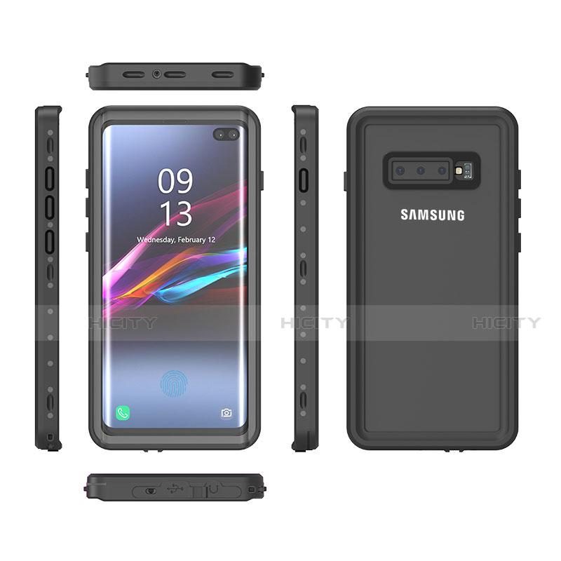 Funda Impermeable Bumper Silicona y Plastico Waterproof Carcasa 360 Grados para Samsung Galaxy S10 5G Negro