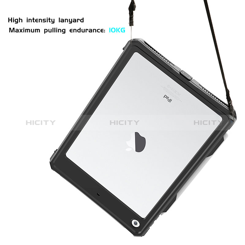 Funda Impermeable Bumper Silicona y Plastico Waterproof Carcasa 360 Grados W01 para Apple iPad 10.2 (2019) Negro