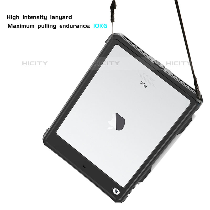 Funda Impermeable Bumper Silicona y Plastico Waterproof Carcasa 360 Grados W01 para Apple iPad 10.2 (2020) Negro