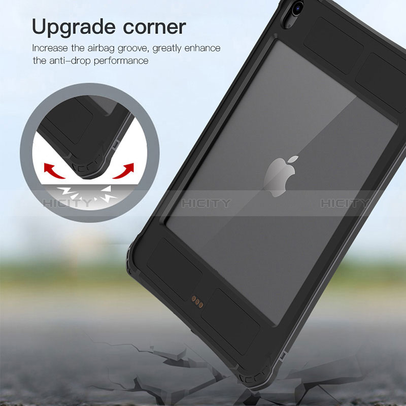 Funda Impermeable Bumper Silicona y Plastico Waterproof Carcasa 360 Grados W01 para Apple iPad Air 5 10.9 (2022) Negro