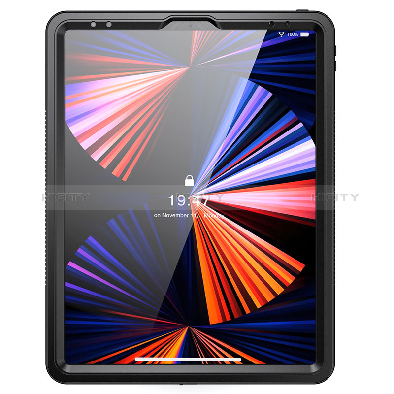 Funda Impermeable Bumper Silicona y Plastico Waterproof Carcasa 360 Grados W01 para Apple iPad Pro 12.9 (2022) Negro