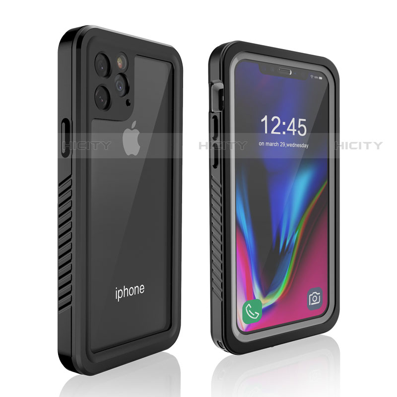 Funda Impermeable Bumper Silicona y Plastico Waterproof Carcasa 360 Grados W01 para Apple iPhone 11 Pro Max Negro