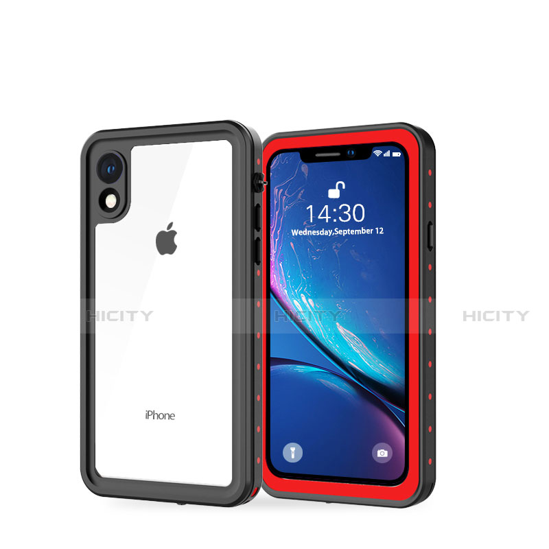 Funda Impermeable Bumper Silicona y Plastico Waterproof Carcasa 360 Grados W01 para Apple iPhone XR Rojo