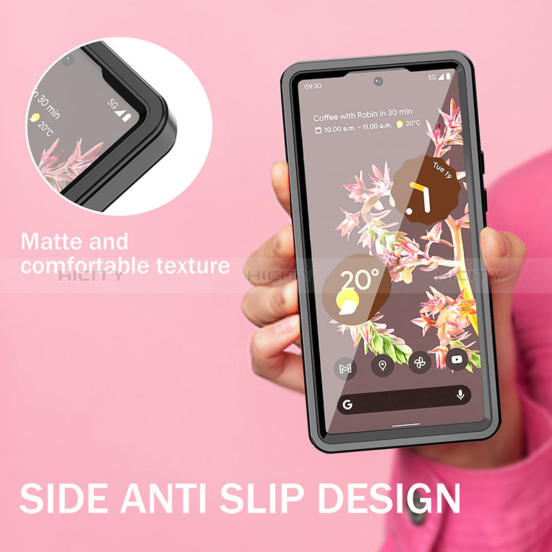 Funda Impermeable Bumper Silicona y Plastico Waterproof Carcasa 360 Grados W01 para Google Pixel 6a 5G Negro