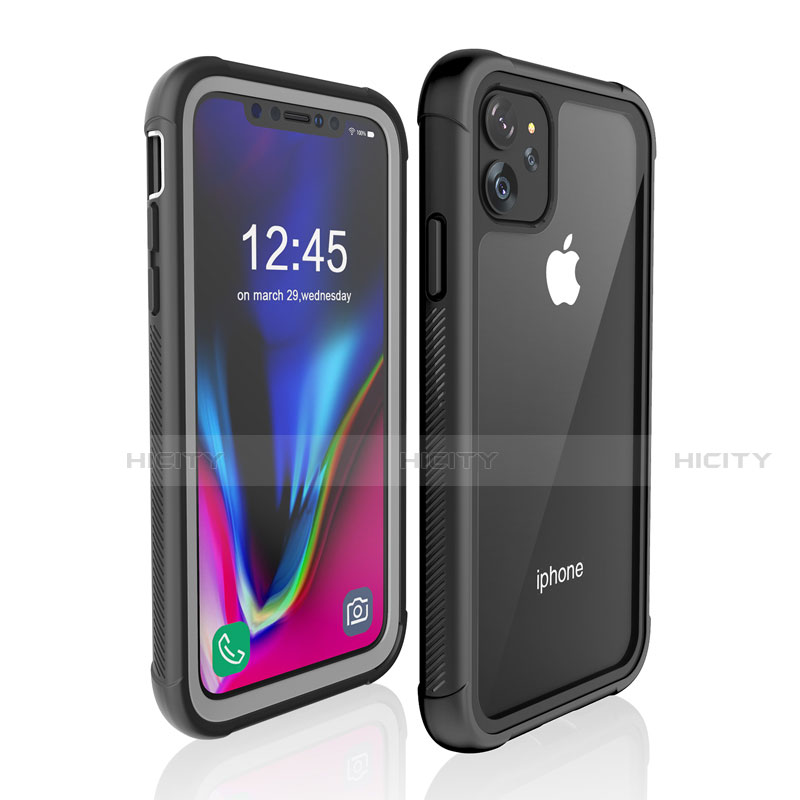 Funda Impermeable Bumper Silicona y Plastico Waterproof Carcasa 360 Grados W02 para Apple iPhone 11 Negro