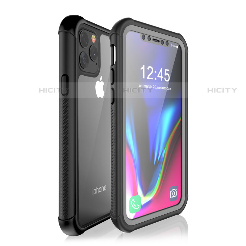 Funda Impermeable Bumper Silicona y Plastico Waterproof Carcasa 360 Grados W02 para Apple iPhone 11 Pro Max Negro