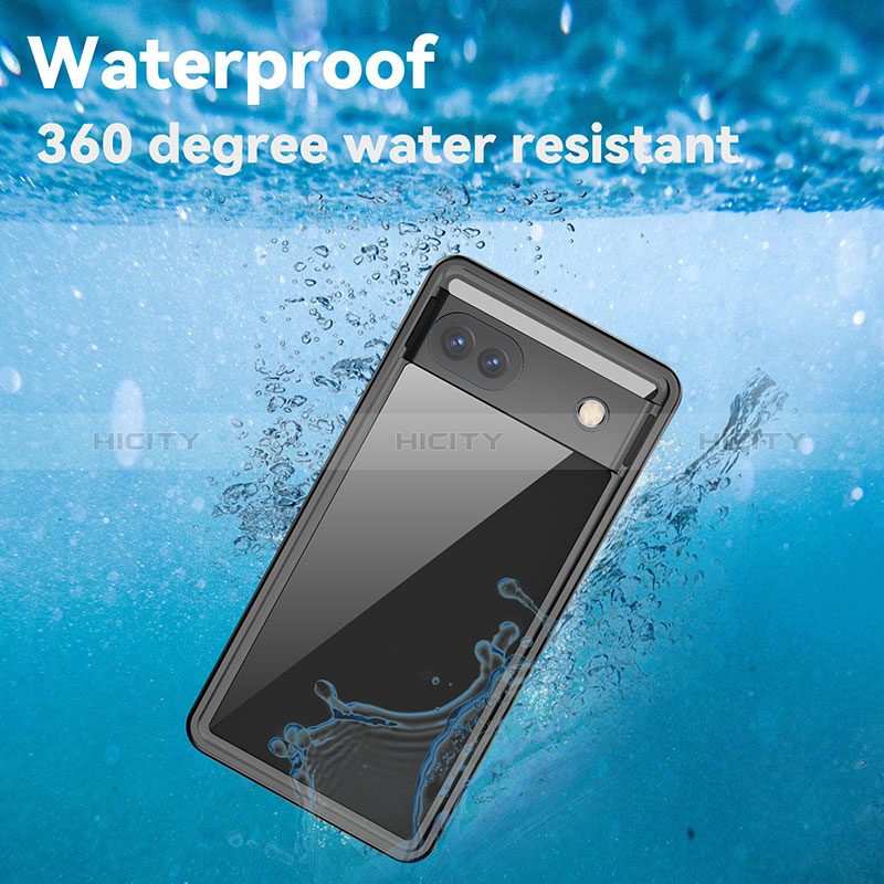 Funda Impermeable Bumper Silicona y Plastico Waterproof Carcasa 360 Grados W02 para Google Pixel 6a 5G Negro