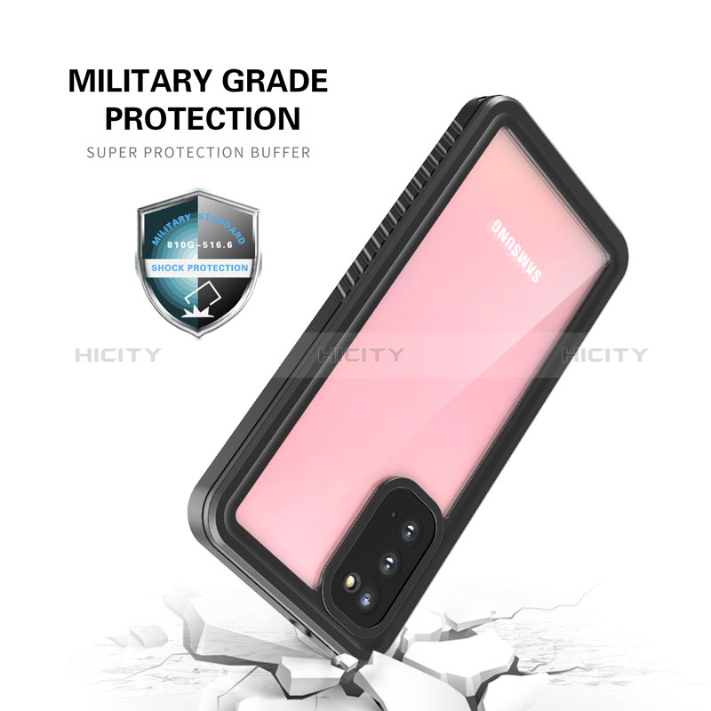 Funda Impermeable Bumper Silicona y Plastico Waterproof Carcasa 360 Grados W02 para Samsung Galaxy S20 Negro