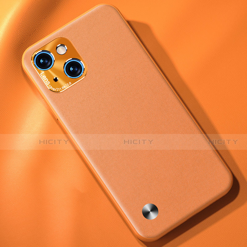 Funda Lujo Cuero Carcasa A05 para Apple iPhone 13 Naranja