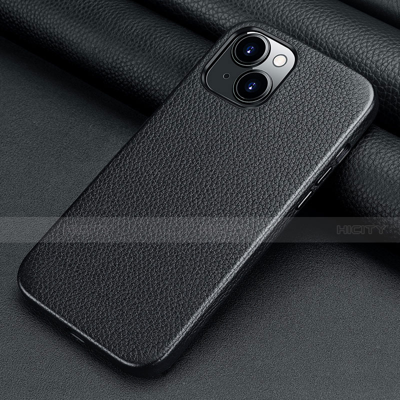 Funda Lujo Cuero Carcasa A09 para Apple iPhone 13 Mini Negro