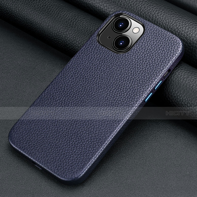 Funda Lujo Cuero Carcasa A09 para Apple iPhone 14 Azul