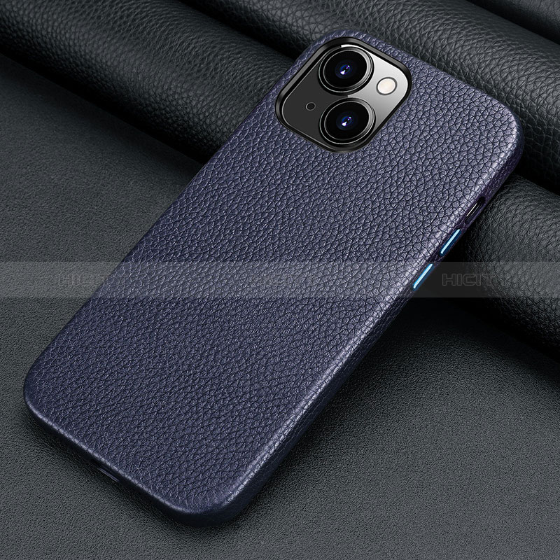 Funda Lujo Cuero Carcasa A09 para Apple iPhone 15 Azul