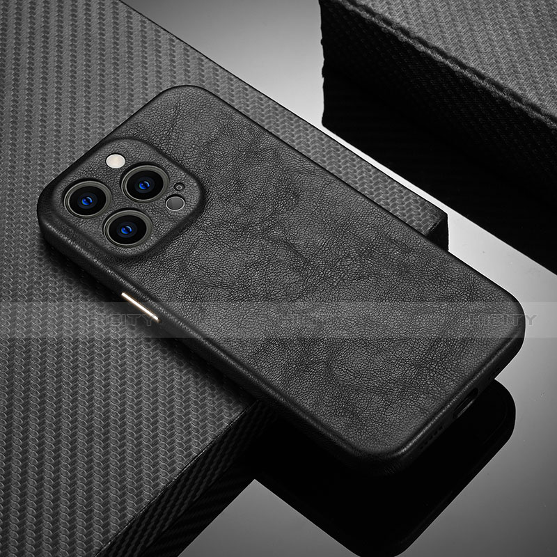 Funda Lujo Cuero Carcasa A10 para Apple iPhone 13 Pro Max Negro