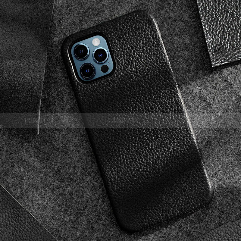 Funda Lujo Cuero Carcasa A12 para Apple iPhone 14 Pro Max Negro